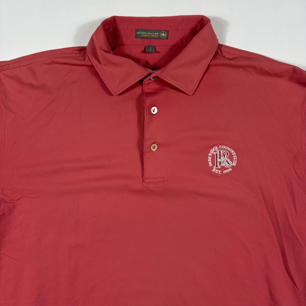 Peter Millar Summer Comfort Polo Shirt Mens Large Park Ridge Country Club Red